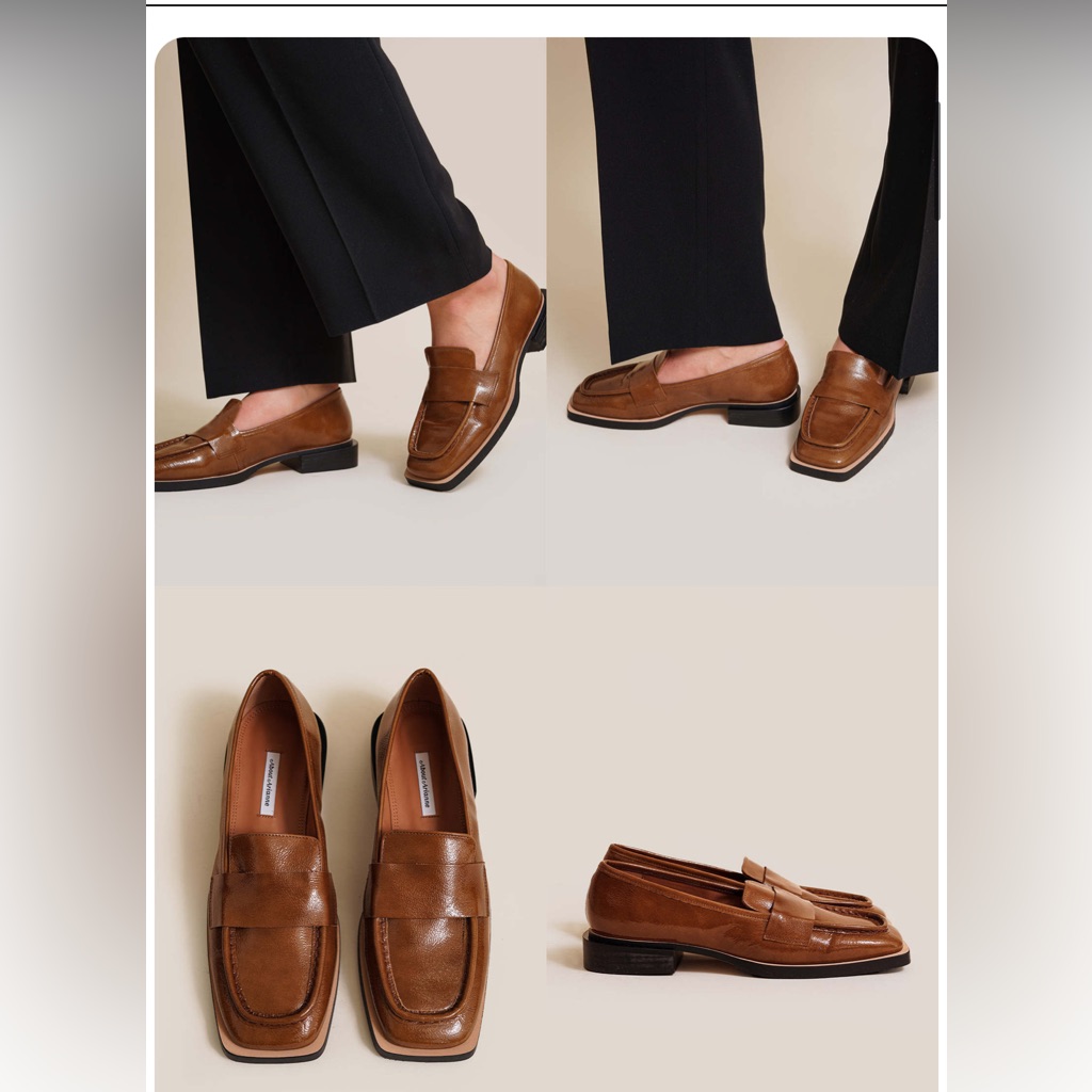 About Arianne Brown Patent Leather Loafers 8.5/39